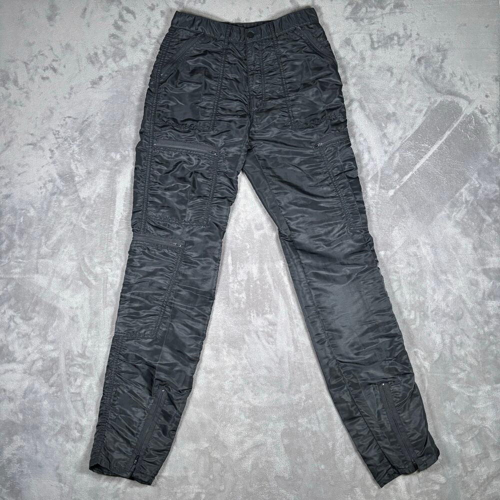 Vintage 1980s Bugle Boy Countdown Black Nylon Parachute Pants Men’s Size 27x34